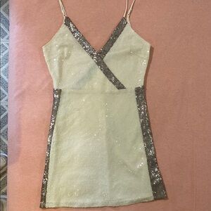 Giana Bini Cream and Bronze Sequin Mini Dress